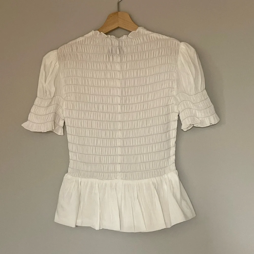 NEW Reformation Aggie Short Sleeve Top Peplum White | size XS - Picture 9 of 11
